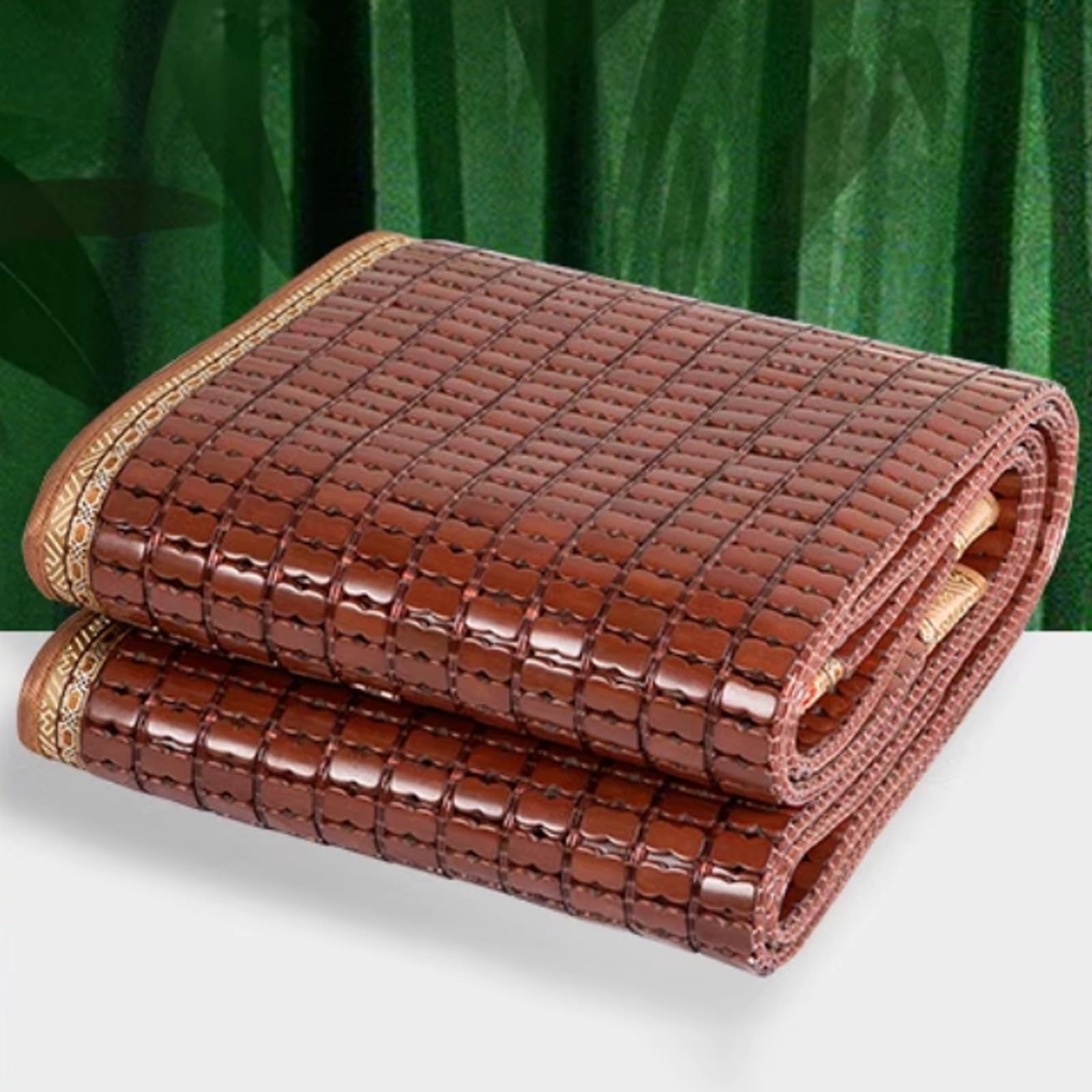 JYBNBBE Cooling Bamboo Sleeping Mat - Non-Slip Foldable Breathable Bed Mat with Mahjong Design Sweat-Absorbing Smooth Surface for Home Bedroom and School Use. (A 0.8 * 1.9m/2.6 * 6.2FT)