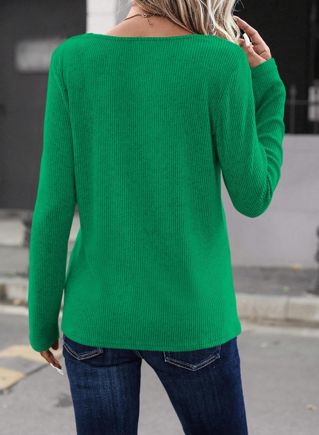 LOLONG Womens Long Sleeve V Neck T Shirts 2025 Casual Basic Ribbed Knit Work Tops - Image 4