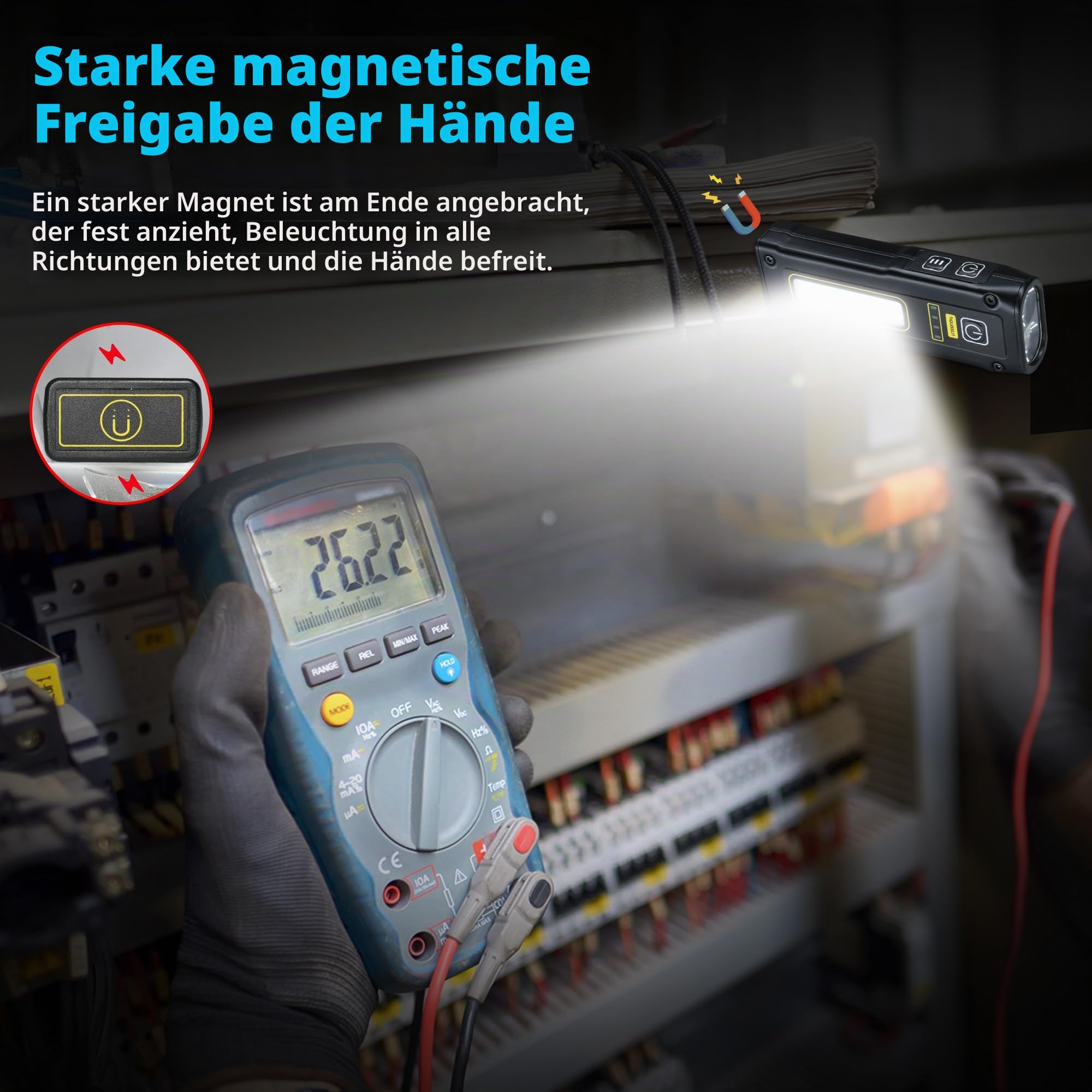 DARKBEAM Schwarzlicht UV Taschenlampe 365+395, 1000LM LED EDC Taschenlampen Wiederaufladbare Woods Lampe, Mini Magnetfuß COB Rotlicht für AC Leck, Epoxidharz, Haustiere Urin, Haus/Außen