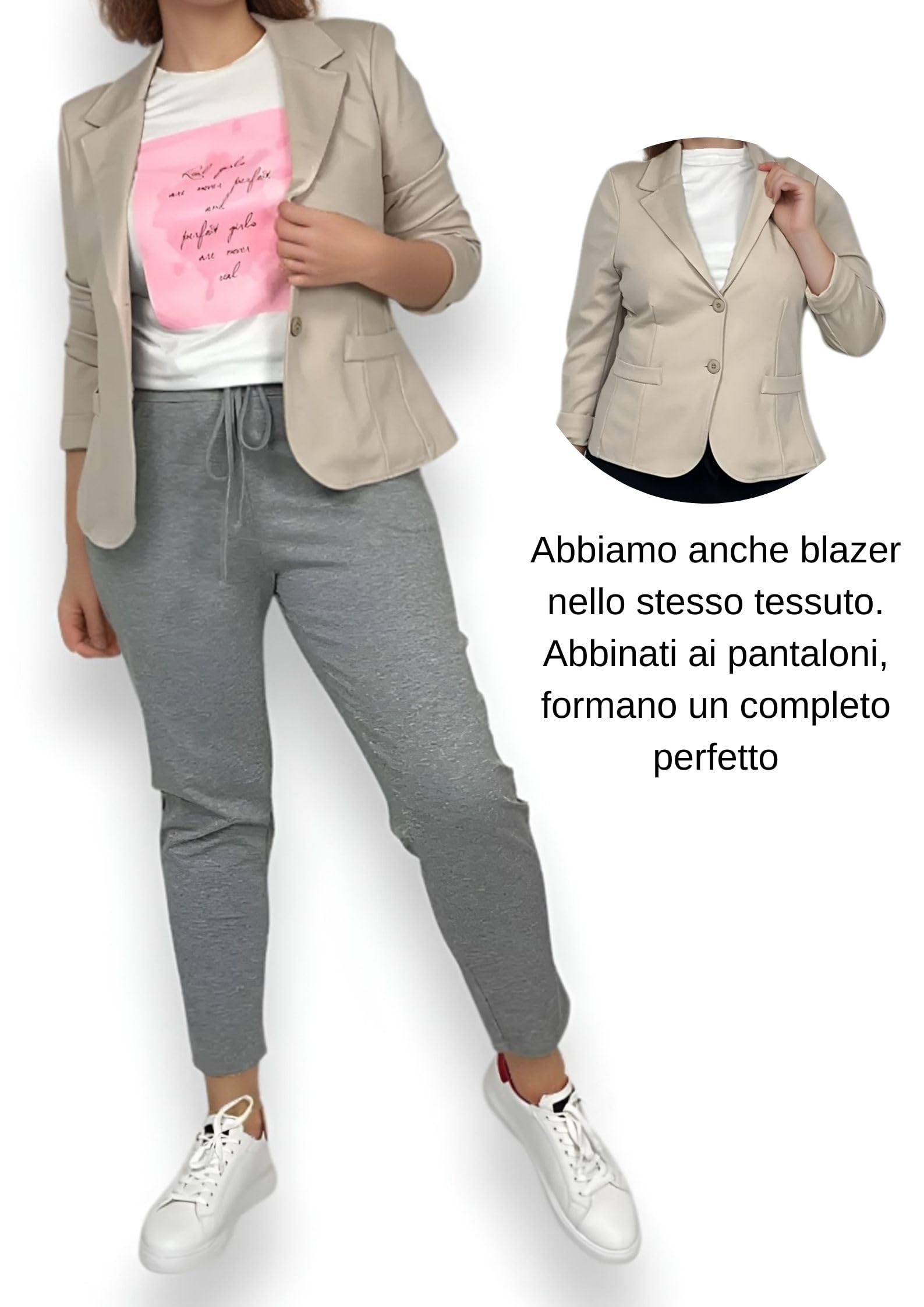 Pantalon Chino Femme Élastique à Cigarette Taille Haute Joggers Femme Punto Milano Élégant Casual Slim Fit Jeggins avec Poches, gris clair (ral 7035), S