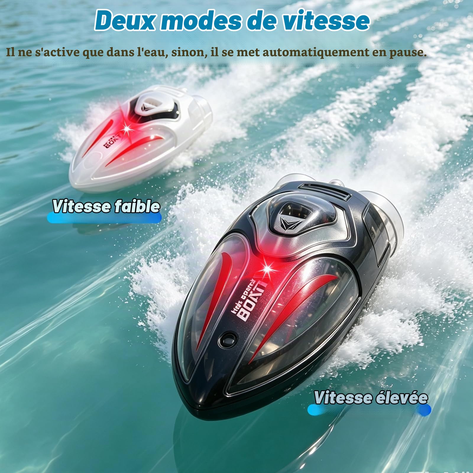 RC Bateaux,2 Pièces Mini Bateaux Télécommandés avec Piscine Gonflable