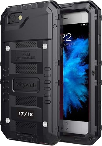 Miniatura 23 de Mitywah Funda impermeable para iPhone 14, resistente a prueba de golpes, con protector de pantalla integrado, funda de metal de protección submarina
