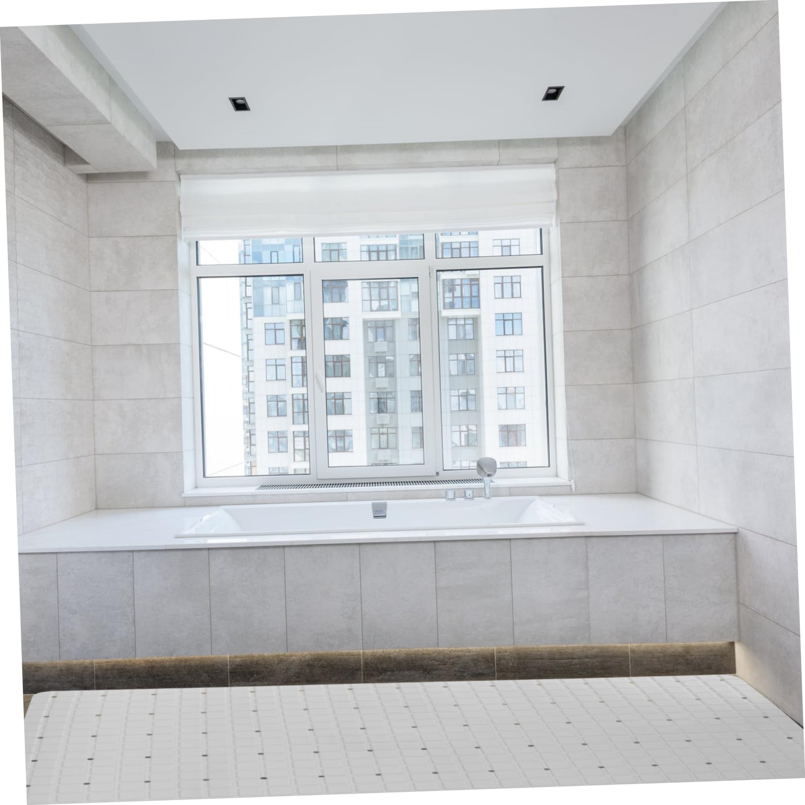 LABRIMP Alfombra de Baño Antideslizante Ventosas, PVC Blanco, Cómoda y Suave para Baño y Cocina, Adecuado para Bañera y Ducha