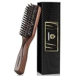 Mens Wild Boar Bristle Hair Brush for Men - Slick Back Hair Brush - Stiff Bristles for Thick Hair, Natural Black Walnut Wooden Handle Hairbrush, Beard Mustache Brush Comb by GAINWELL