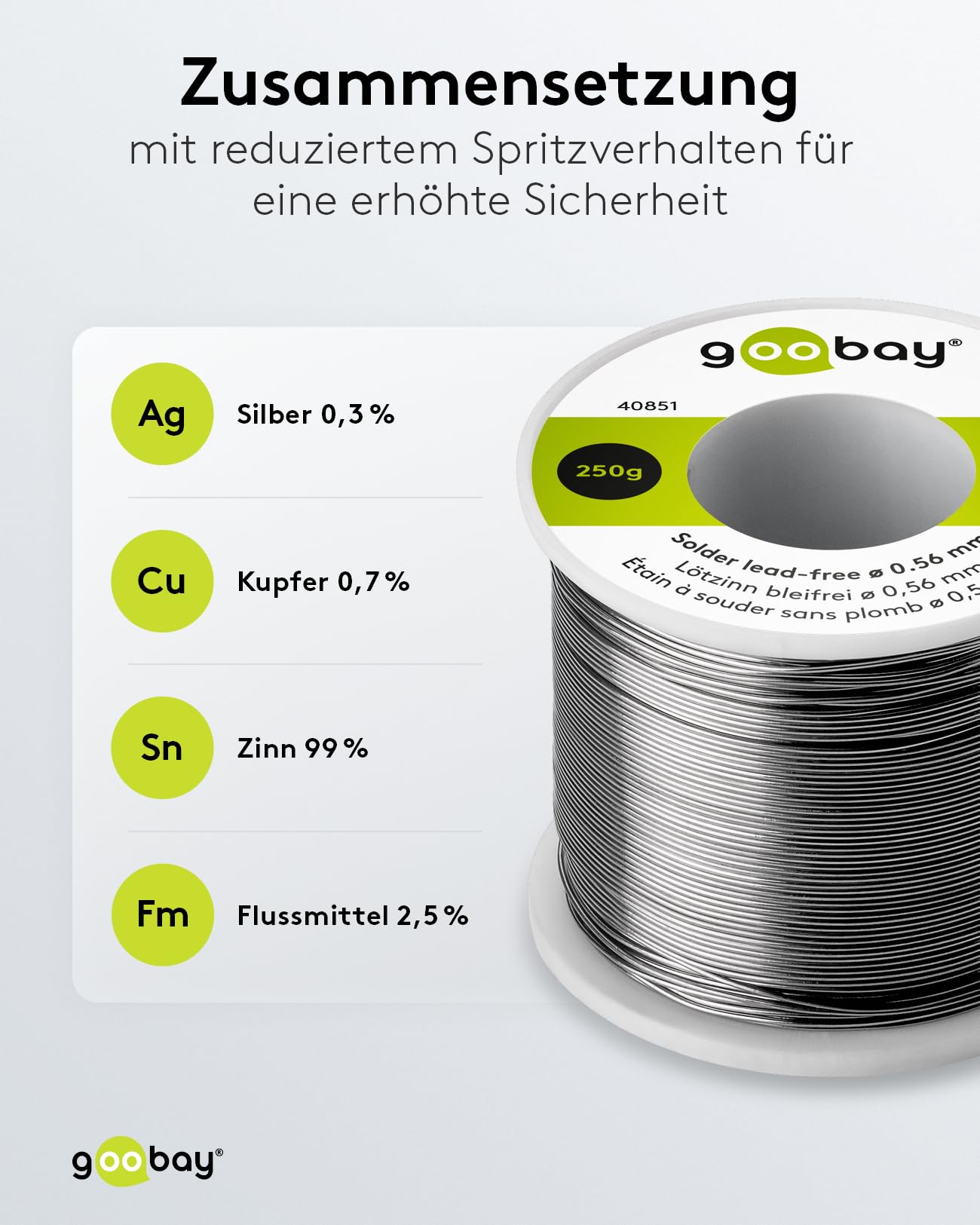 Goobay Stagno per saldatura senza piombo ø 0,56 mm 250 g 0,3% Ag
