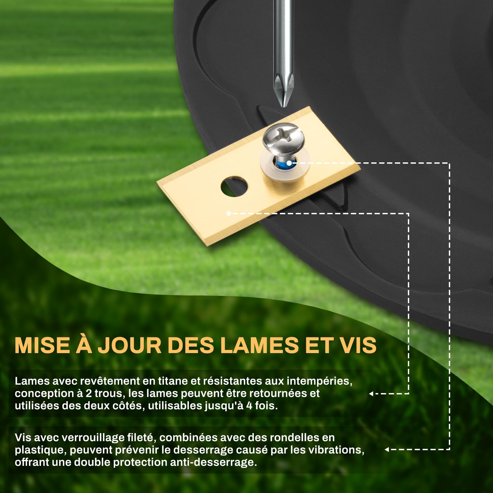[Mise À Niveau] 2Pcs Plateau de Lame + 14 pièces Lames Compatibles avec Mammotion LUBA 1 AWD et LUBA 2 AWD (jusqu'à l'année 2024), Disque de Coupe Robot Tondeuse, Disque Rotatif pour Robot Tondeuse