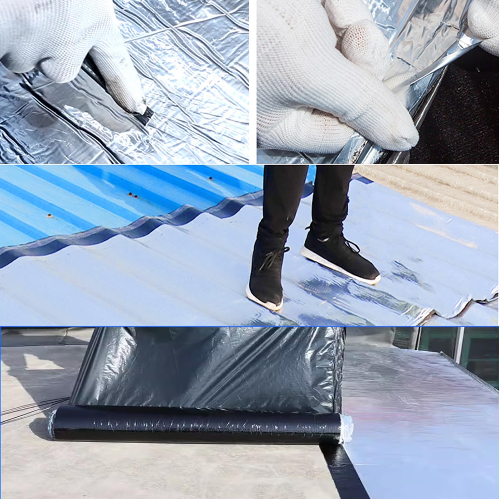 Cinta de Aluminio autoadhesiva para Exteriores, Cinta de Sellado de butilo, Cinta bituminosa, Cinta Impermeable para reparación de techos, para Agujeros de Fugas en canalones, PARC