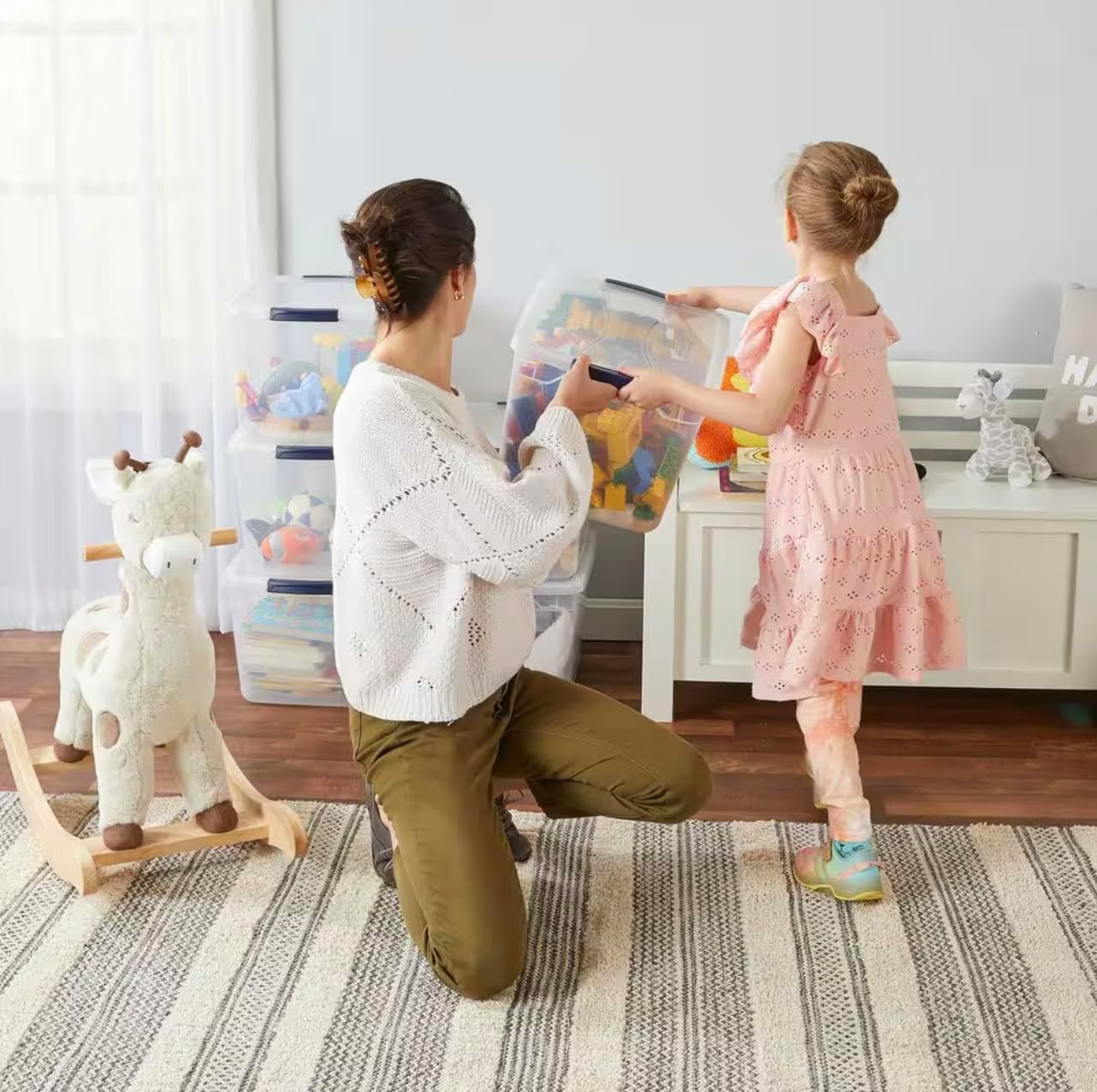 Clear 30 qt. Plastic Storage Tote Container with Lid (6-Pack) GR15672