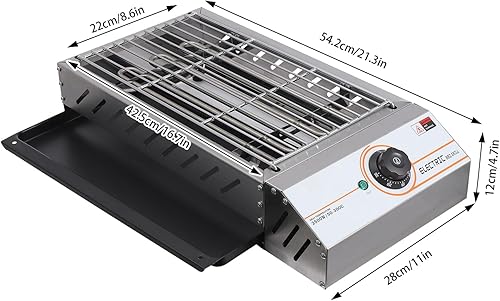 Miniatura 4 de DYRABREST Parrilla de barbacoa eléctrica profesional de 1800 W de acero inoxidable para cocina interiorexterior con temperatura ajustable