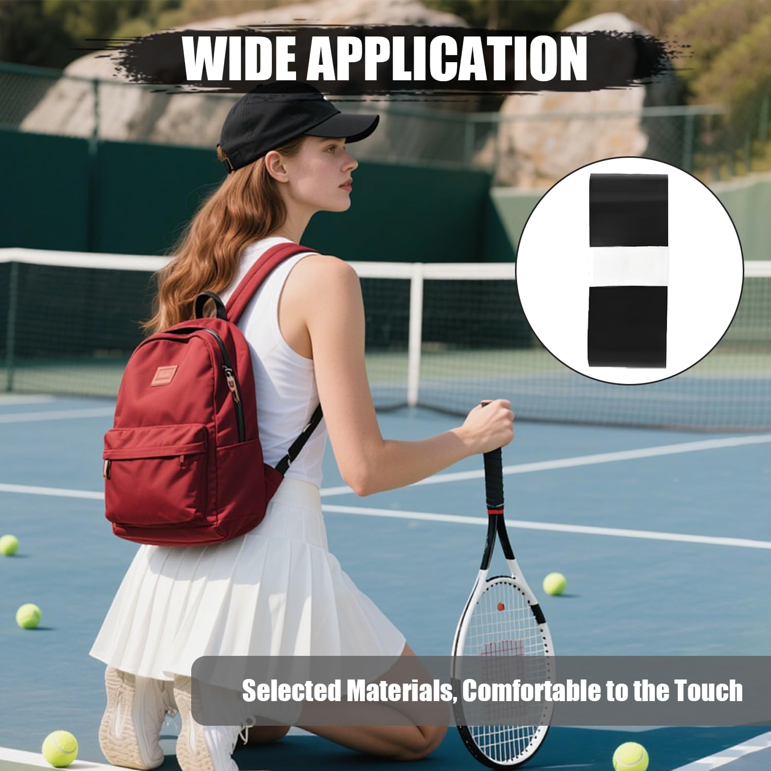 6 piezas Grip Raqueta Bádminton, Cinta de Raqueta Grip Antideslizante, Cinta de Sujeción Agarre Raqueta de Tenis Absorbente Transpirable Surgrip Padel para Squash Tenis Bádminton (Negro)