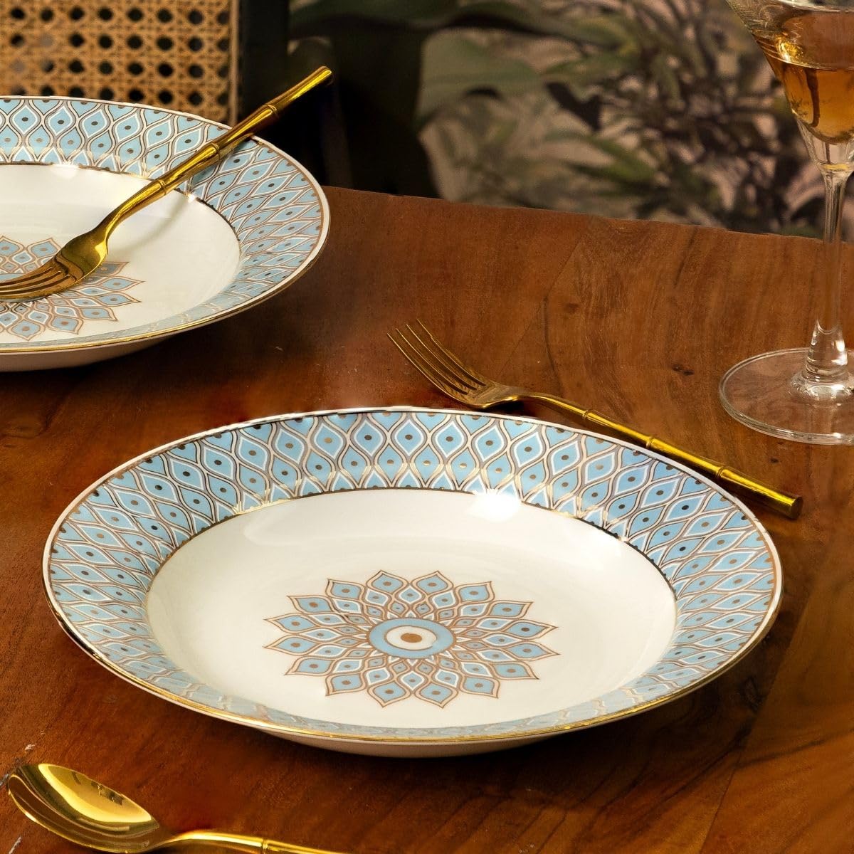 GOLDEN QUEEN'S Pasta Plates - 24K Gold Mosaic Dinnerware -1