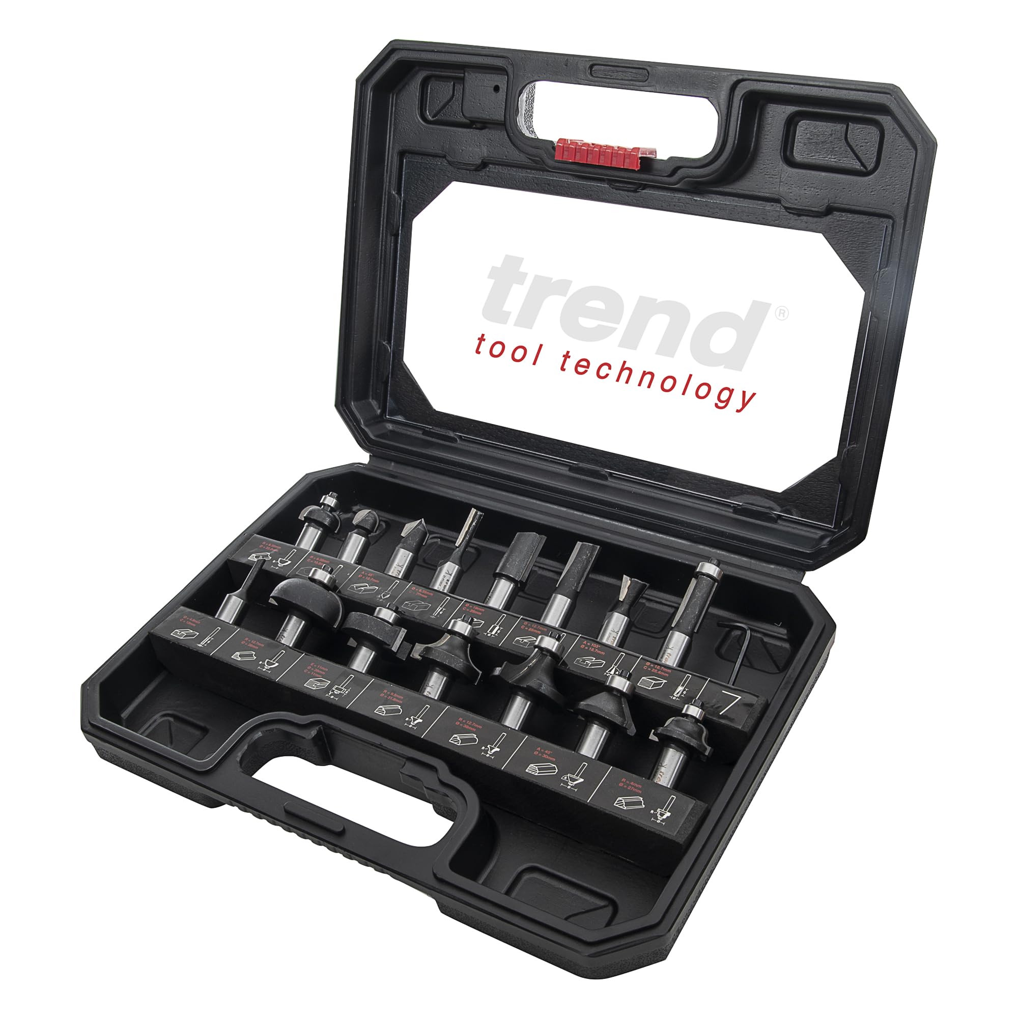 Trend 15 Piece Router Cutter Starter Set, 1/2 Inch Shank, Tungsten Carbide Tipped, Storage Case Included, SET/SS9X1/2TC