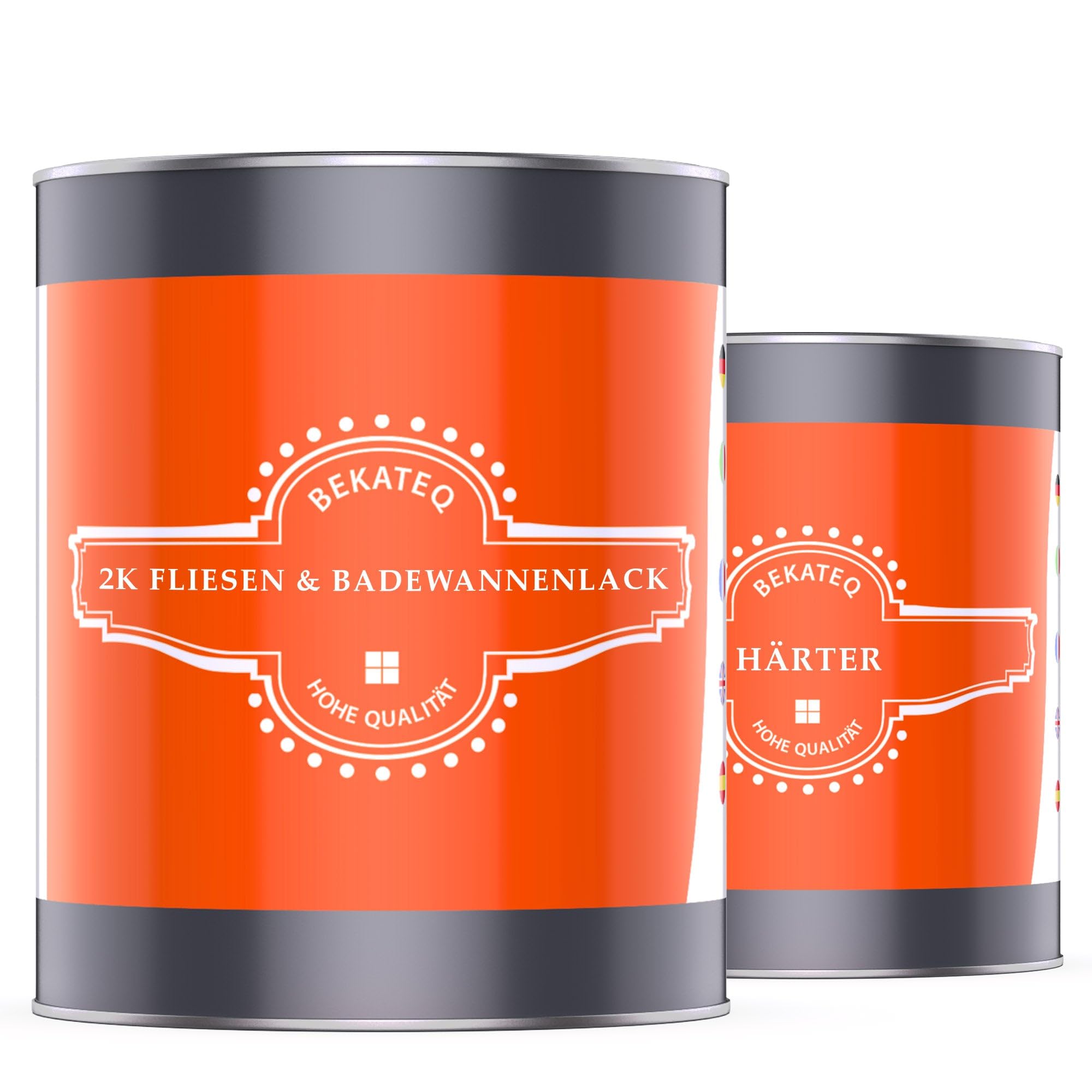 BEKATEQ Lakier do wanny 1 kg w kolorze białym, błyszcząca powłoka wanny, 2K PU farba do wanny – do akrylu, emalii, włókna szklanego, umywalki, brodzika, brodzika, płytek ściennych i podłogowych,