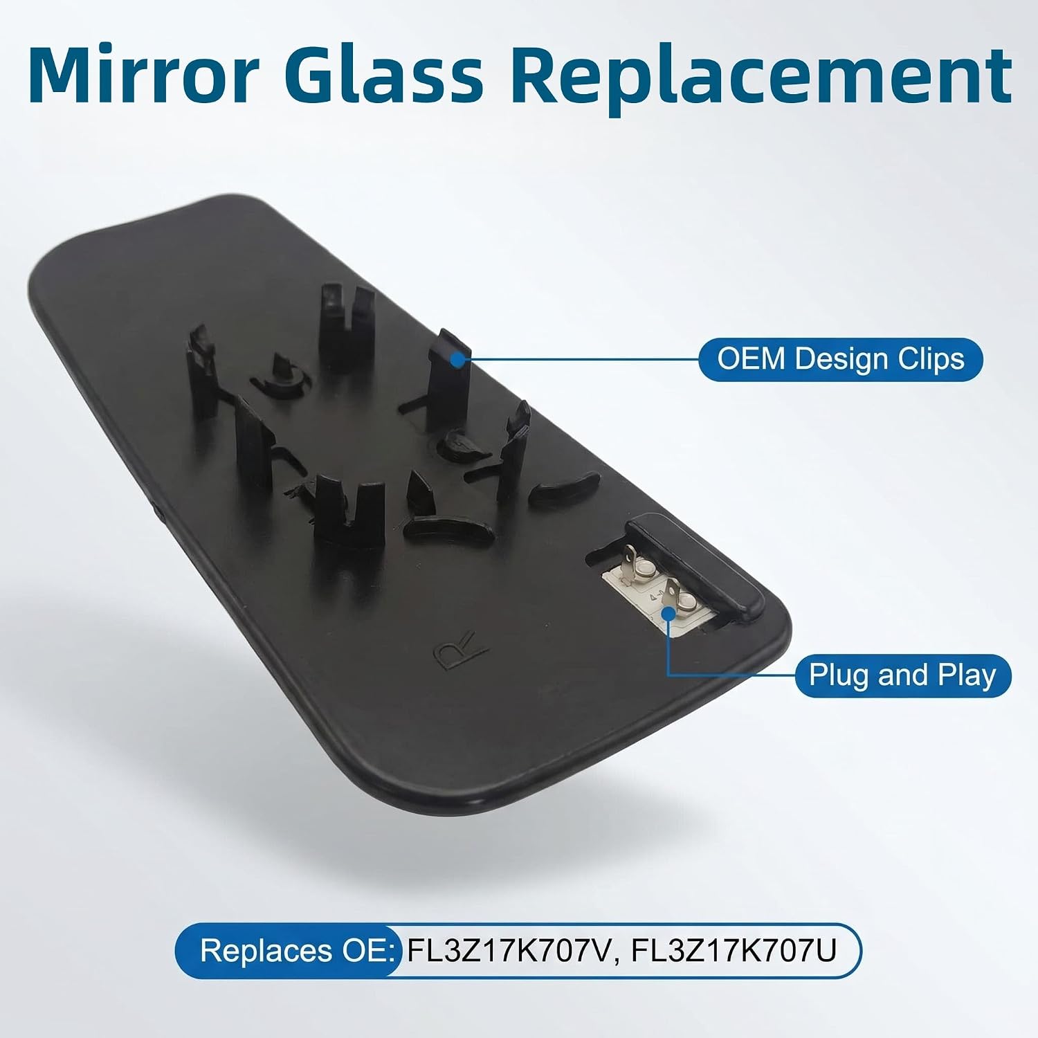 Passenger Side Lower Heated Convex Towing Mirror Glass with Backing Plate, Compatible with Ford F-150 2015-2020, F-250 F-350 F-450 F-550 Super Duty 2017-2020, Replace OE# FL3Z17K707W, FL3Z17K707T