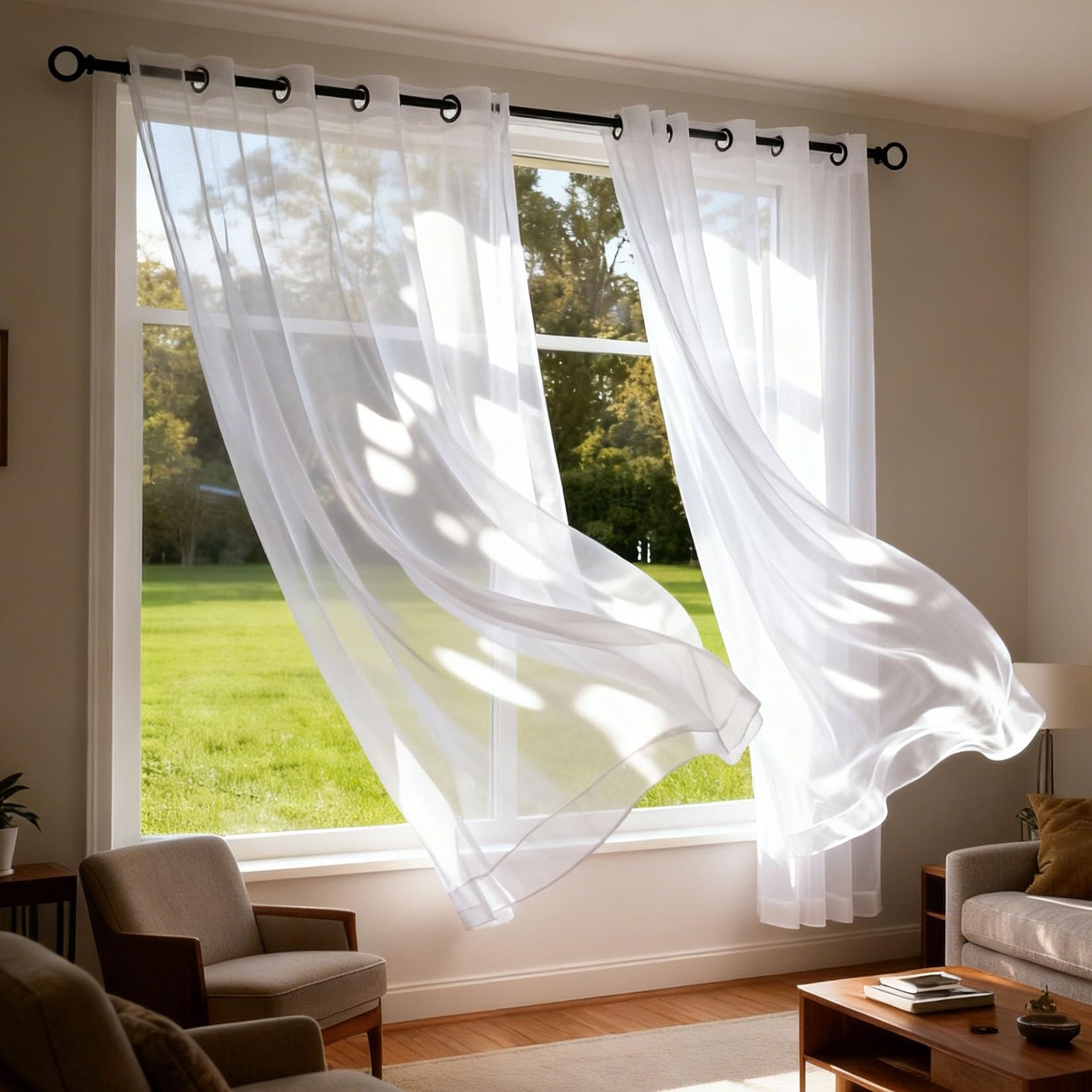 Cortinas translúcidas finas para balcón y dormitorio que inundan de luz natural tu casa