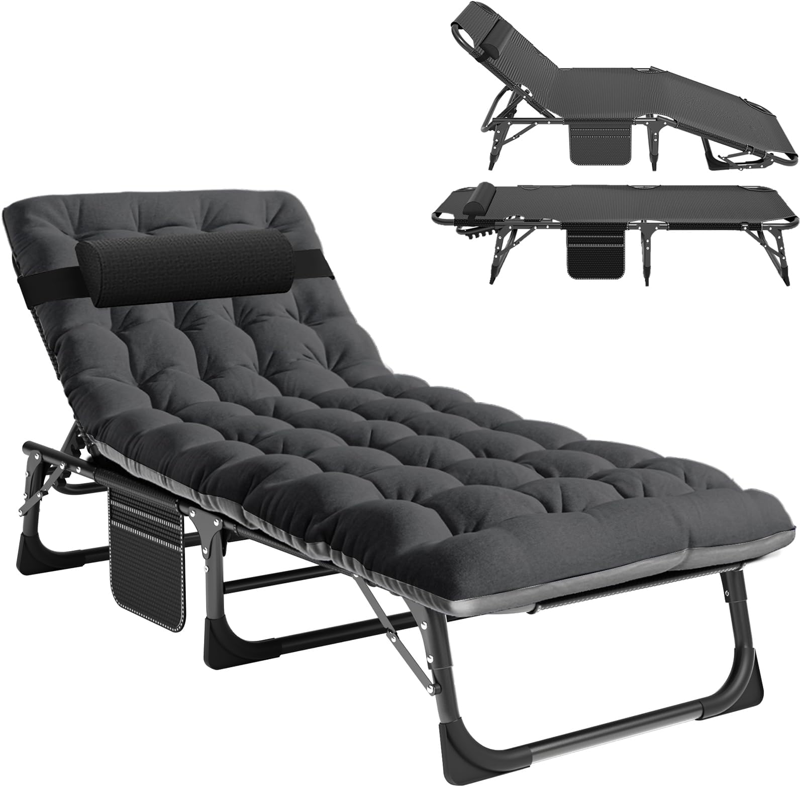 SlsyFolding Bed with Mattress, Cot Size Foldable Guest Beds, Hideaway Cot for Adults, Portable Fold up Bed with Adjustable Positions for Home, Office, Indoor, Outdoor