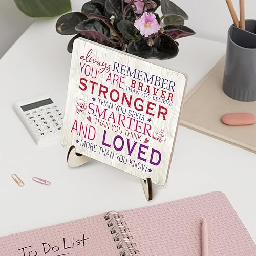 Miniatura 8 de Regalos inspiradores de color rosa para mujeres, regalos de aliento para mujeres, regalos de animación para mujeres, placas de madera de escritorio,