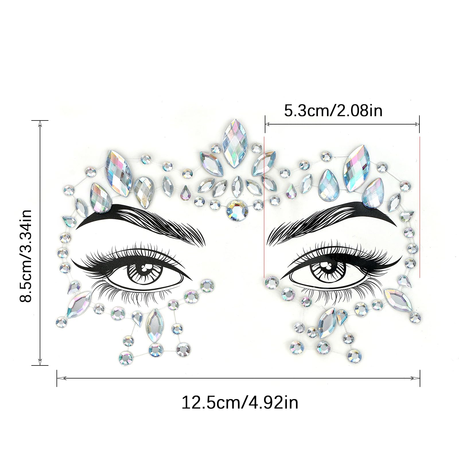 Canvalite Face Gems, 9 Pcs Long-Lasting Rhinestone Face Glitter for Music Festival & Parties, Waterproof & Hypoallergenic - Image 2