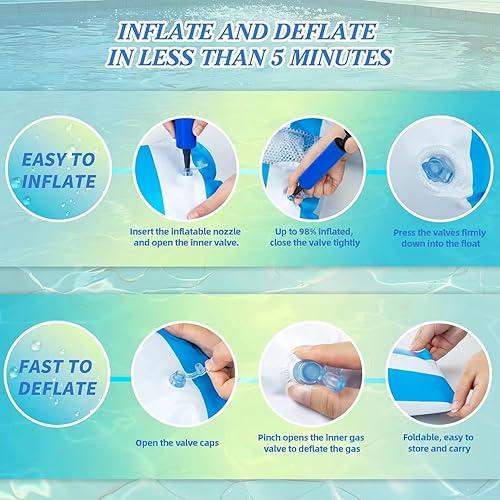 Miniatura 4 de 2-Pack Inflatable Water Hammock Floaties for Adults Pool Float Lounger with Mesh Seat Floating Pool Hammock for Adults Swimming Pool Party &