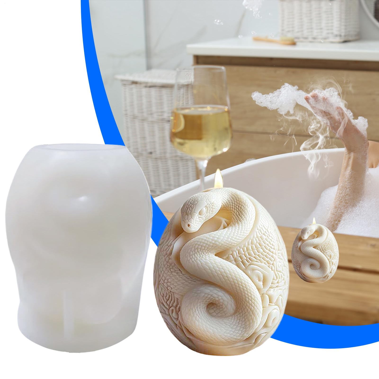Moule à Bougie En Silicone En Forme De Serpent – Réutilisable, Résistant à La Chaleur, Pour Résine Époxy, Savon Et Pâtisserie