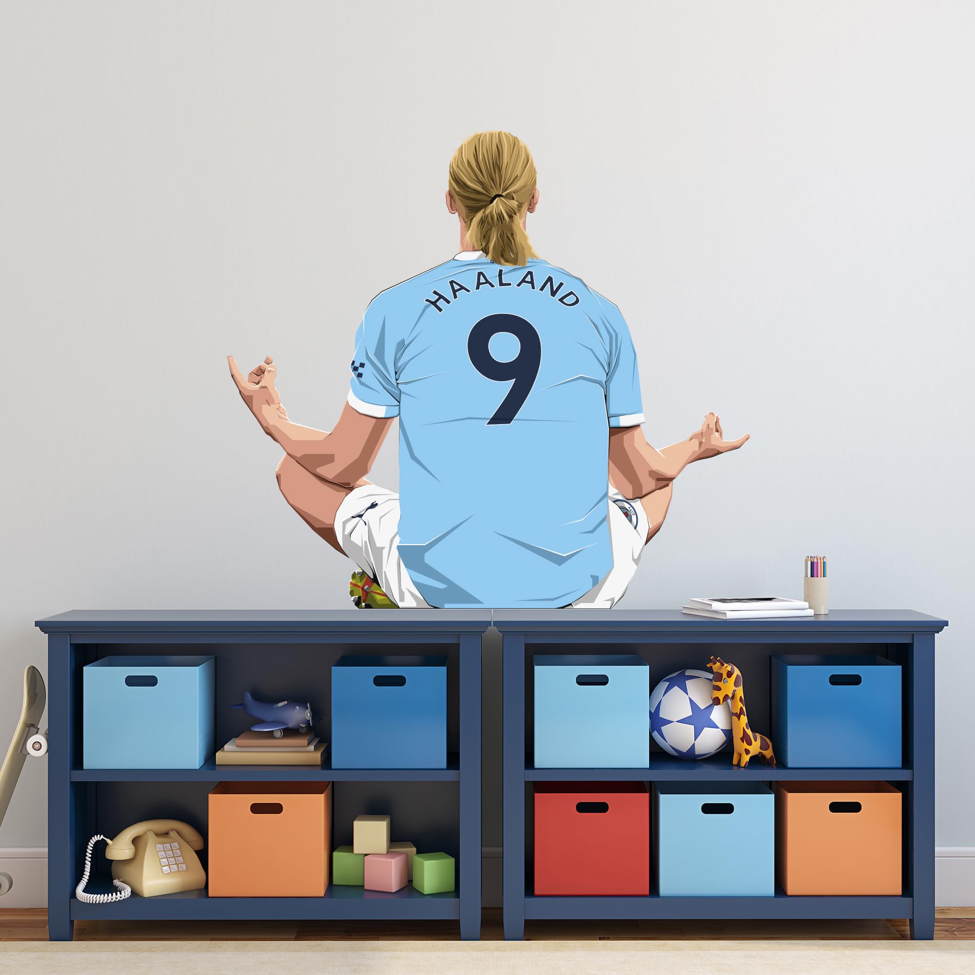 Themed Blue Official Manchester City - Erling Haaland 25-26 Illustration Wall Sticker (90Cm Height X 80Cm Width)