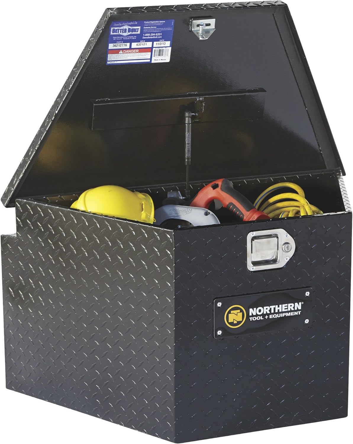 Northern Tool Trailer Tongue Box - Aluminum, Gloss Black, Paddle Latch, 34in. x 19in. x 18in. x 16in. Model Number 36212776