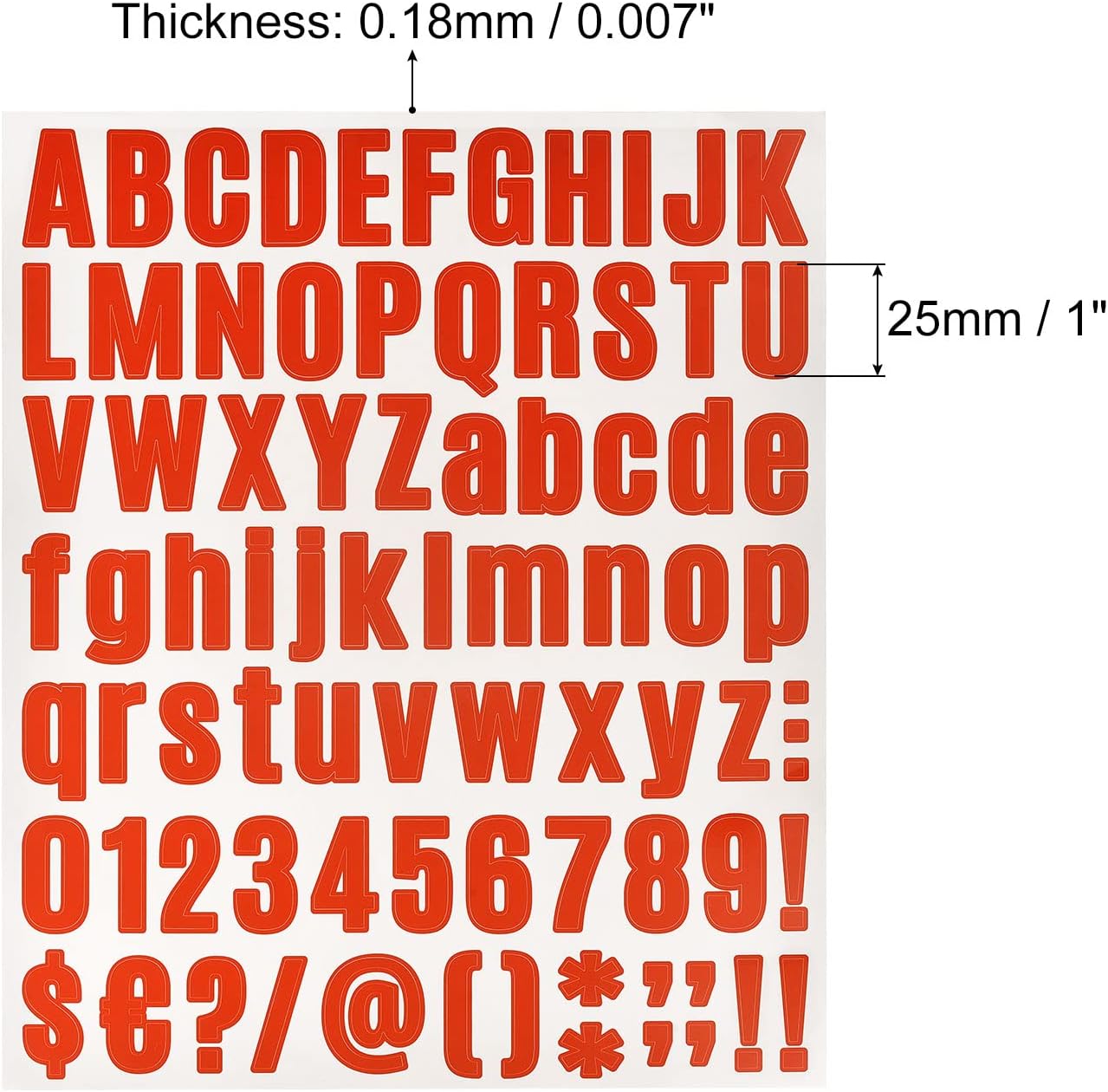 uxcell Letter Number Stickers Kit, 1 Inch Vinyl Self Adhesive Waterproof Alphabet Decals for Mailbox Address Sign DIY Crafts Card, 486 Pcs 6 Sheet Red