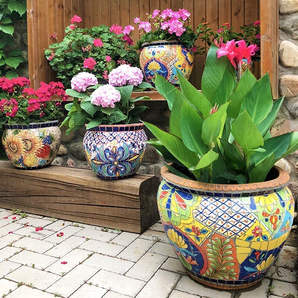 Amazon.com: Outdoor Large Flower Pot Villa Garden Ceramic Mosaic Decoration Plant  Pot Creative Landscape Potted Vase Plant Container Classical Pots Bonsai  Planter Colorful (Sun Flower L) : Everything Else