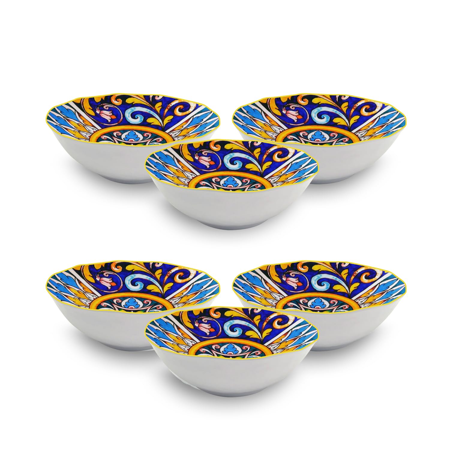 ARCA, Servizio di Ciotole, Set di 6 Ciotole, Realizzate in Melamina, Set per la Tavola, Collezione Portocervo, 22x9 cm