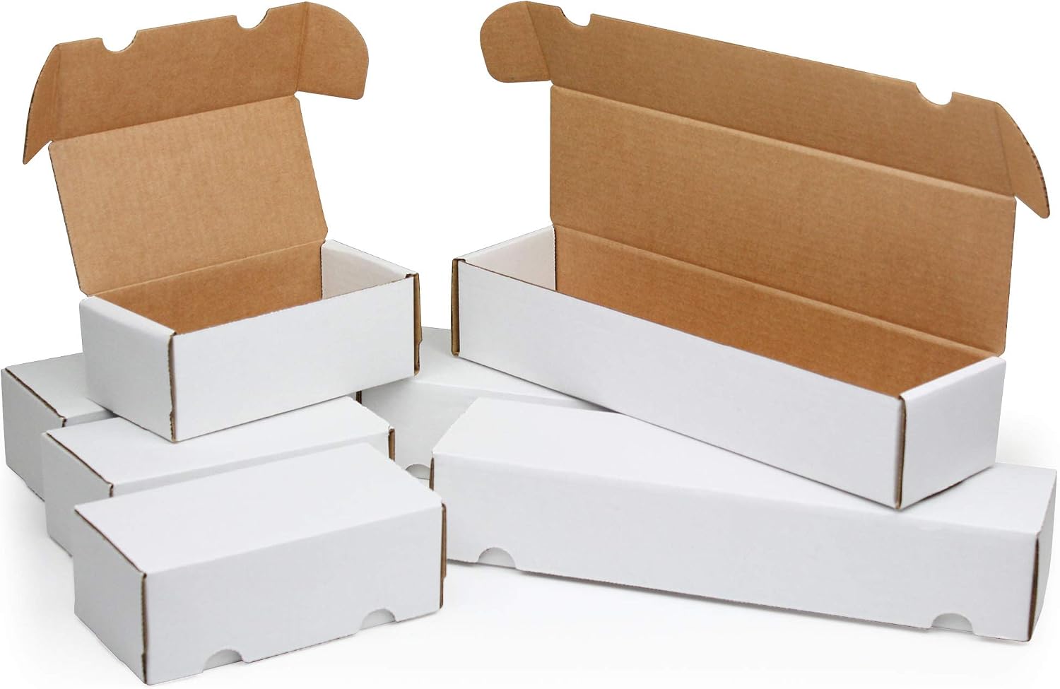 BCW Storage Box Variety Pack for Trading Cards | Holds 400 and 800 Standard Cards | 200 lb. Test Strength | Durable White Corrugated Cardboard for Pokemon, MTG, Sports, TCG | 4-Pack & 3-Pack Boxes