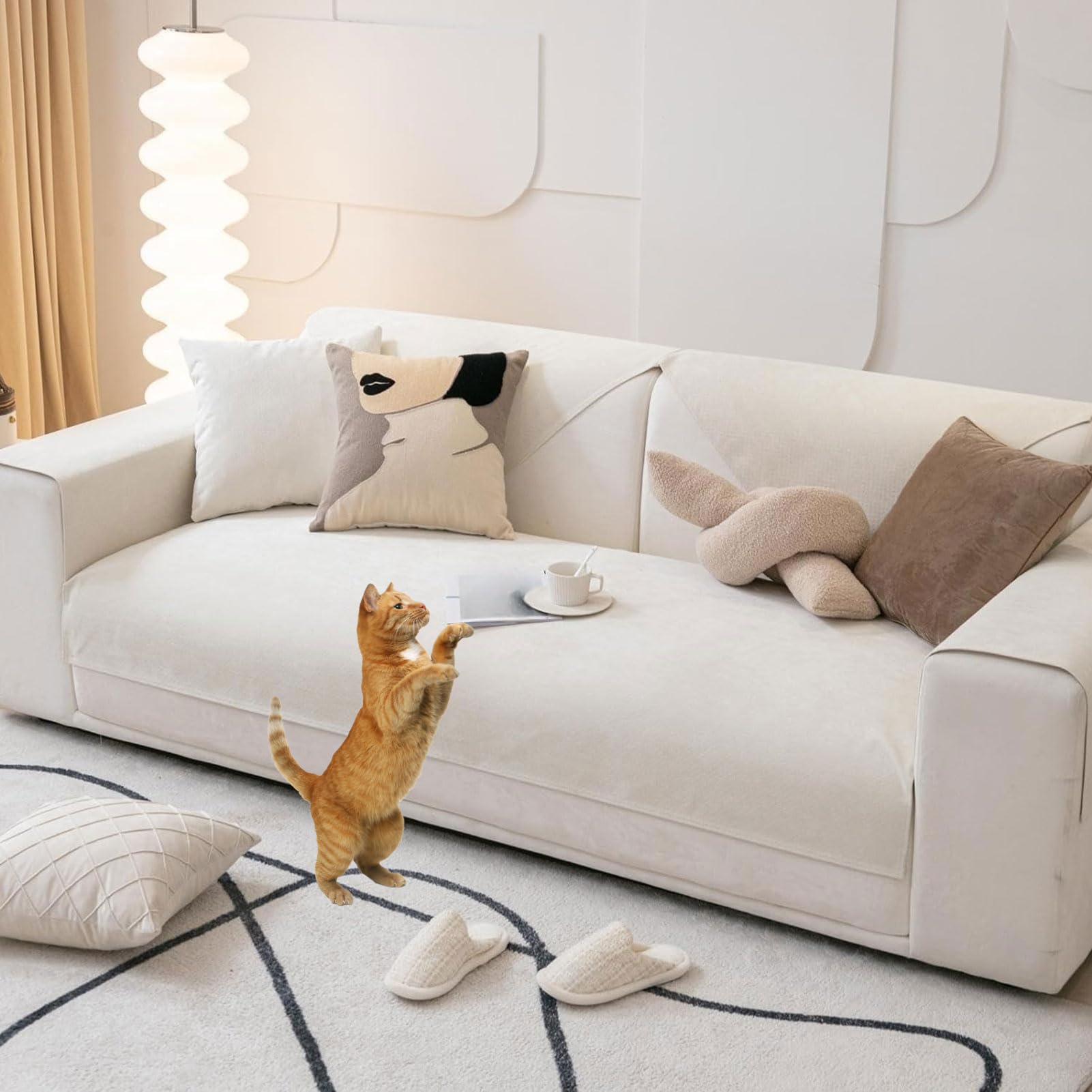 LHKXKKXX Sofa Cover Waterproof Blanket, Non-slip Sofa Cover 1 2 3 4 Seater Throw Blankets for Sofa, Couch Cover L Shape Corner Sofa Sofa Throw, Couch Cover Corner Sofa Sofa Cover,Beige,70x90cm