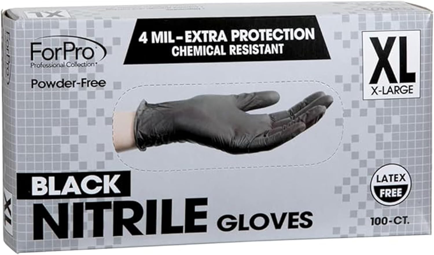 ForPro Nitrile Disposable Gloves Powder-Free Latex-Free Food Safe 4 Mil Thick Chemical Resistant Textured Grip