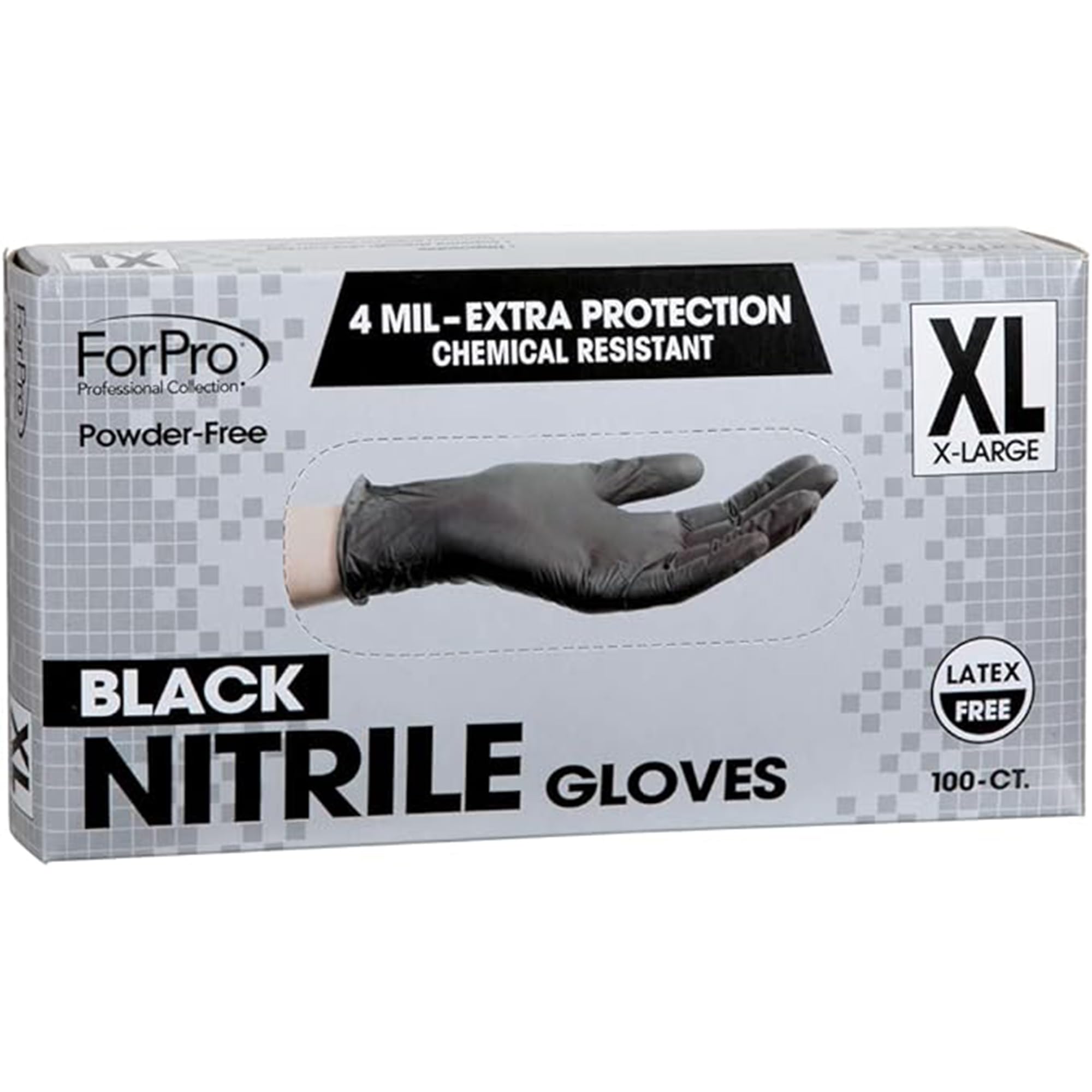 ForPro Disposable Nitrile Gloves, Chemical Resistant, Powder-Free, Latex-Free, Non-Sterile, Food Safe, 4 Mil