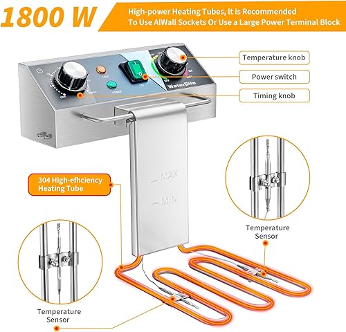 Miniatura 5 de Freidoras comerciales con cesta, 13 x 2 pulgadas, 13.7 cuartos de galón x 2 gruesos con temporizador de control de temperatura preciso, freidora