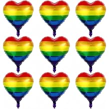 BELSITA Pride Decoration Rainbow Heart Balloons Kit 18 Gay LGBTQ Foil Balloons Rainbow Love Aluminum Balloons Set for Pride Parade Party Decor Colorful Birthday Holiday Celebration Supplies 9Pcs