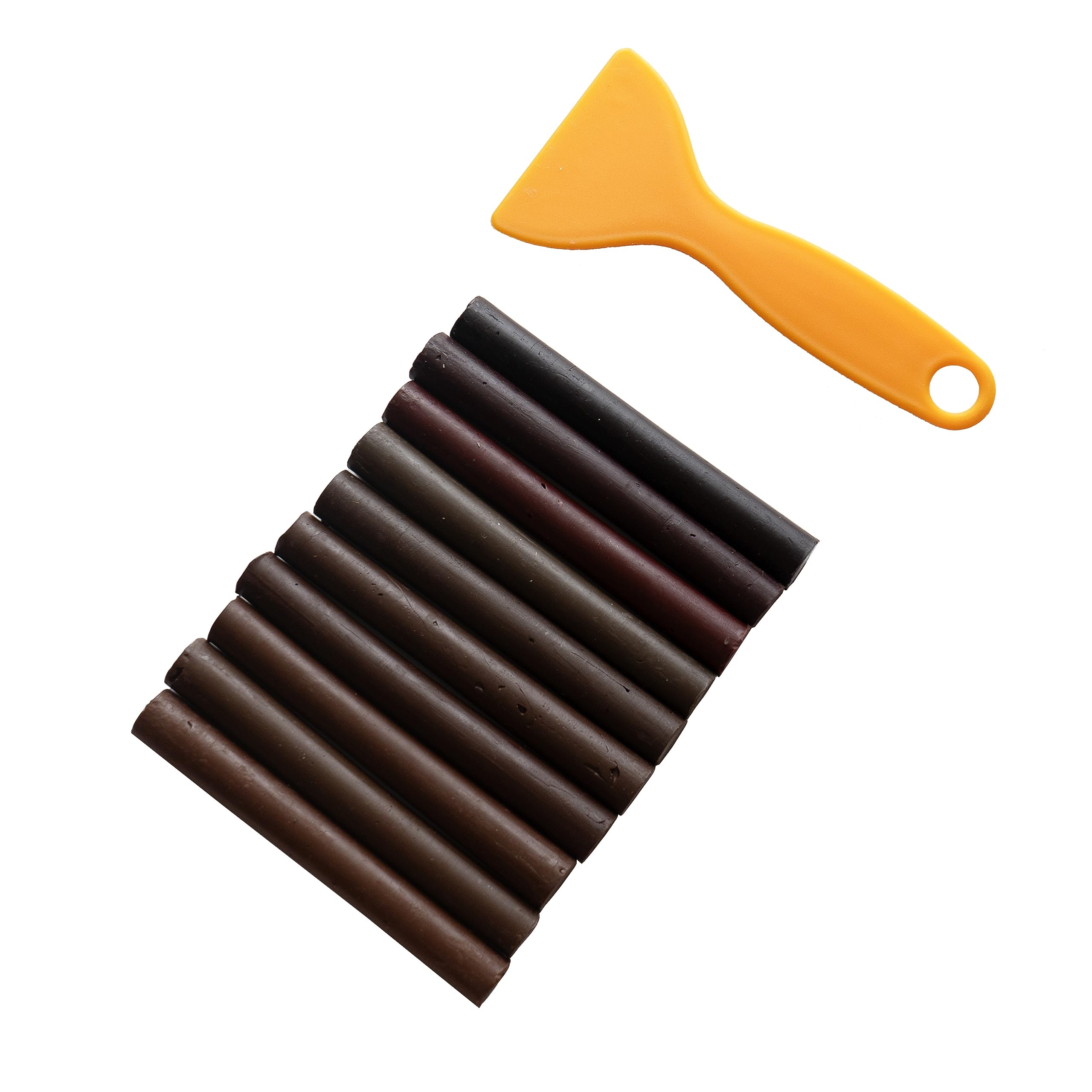 Wax Filler Sticks (Dark Brown), Set of 10 Wood Filler Sticks to Fix Cracks, Scratches, Marks and Dents, Instant Results