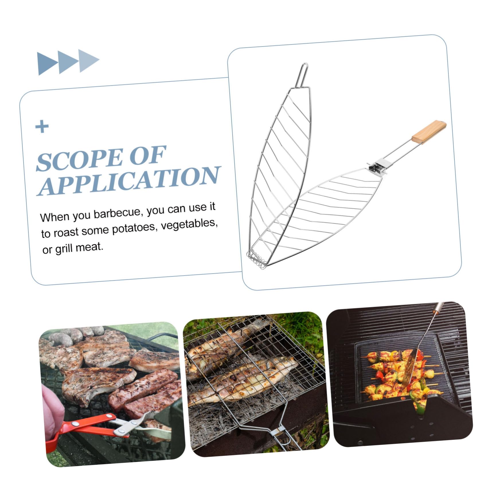 Ciieeo 4stücke Grillkorb Für Fisch Und Abnehmbarer BBQ-grillkorb Mit Ergonomischem Griff Für Wenden Für Camping Und Grillpartys Leicht Zu Reinigen