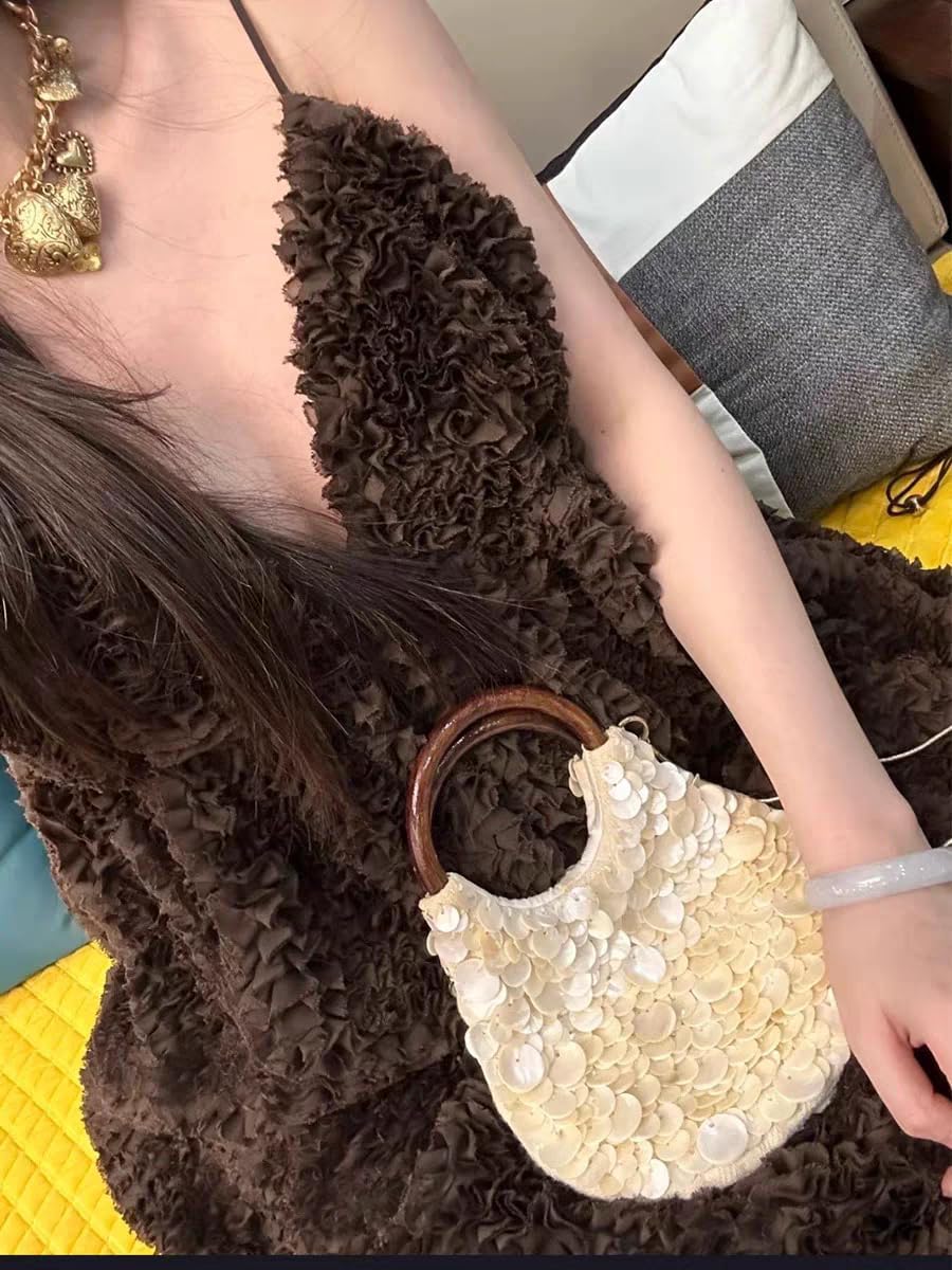 Summer Shell Beaded Purses,Sequin Pearl Bag for Women Luxury grace for Beach Wedding Party Vacation - Image 7