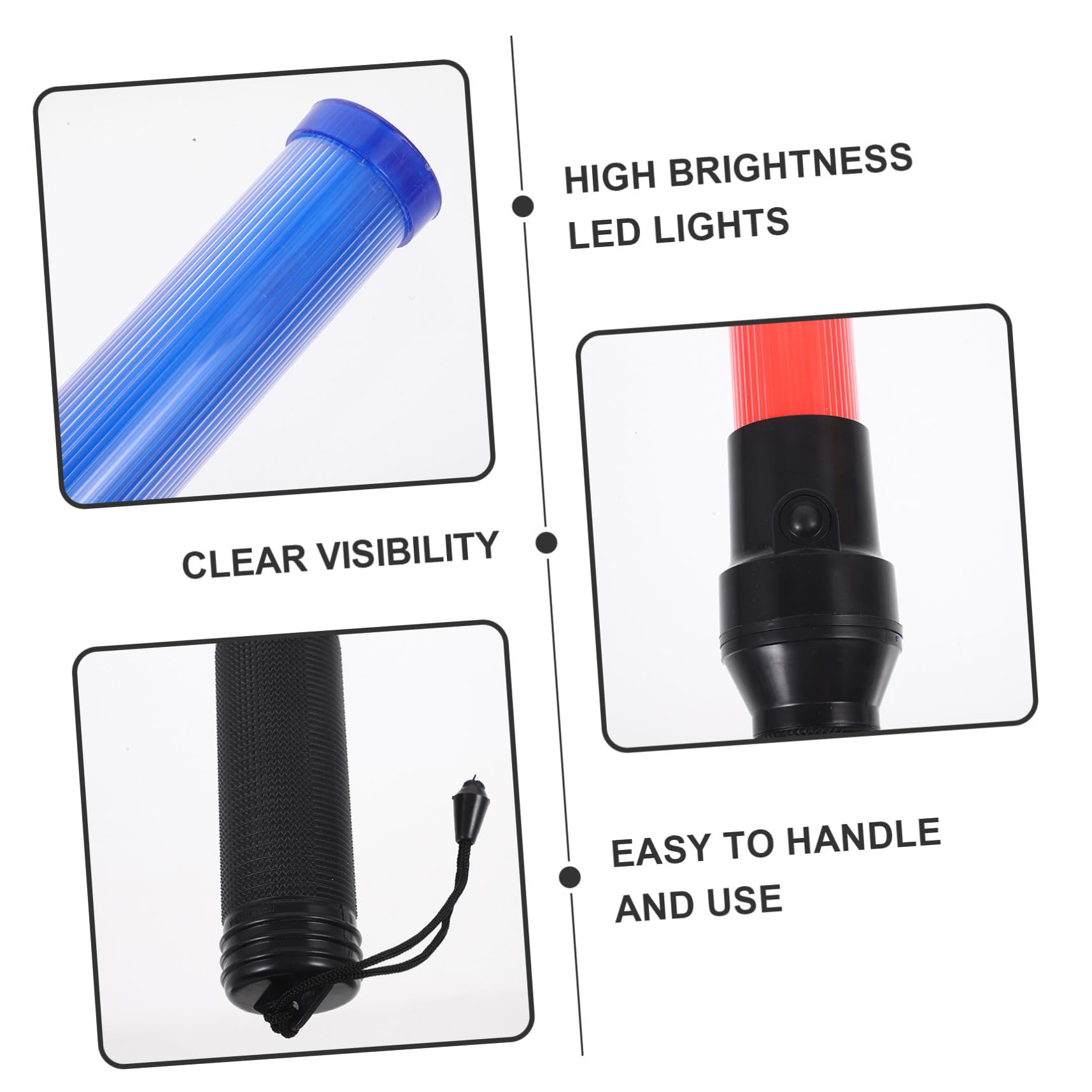Bâton Lumineux de Trafic LED Haute Luminosité en Plastique 54cm pour Contrôle de Circulation et Événements Communautaires Rouge et Bleu