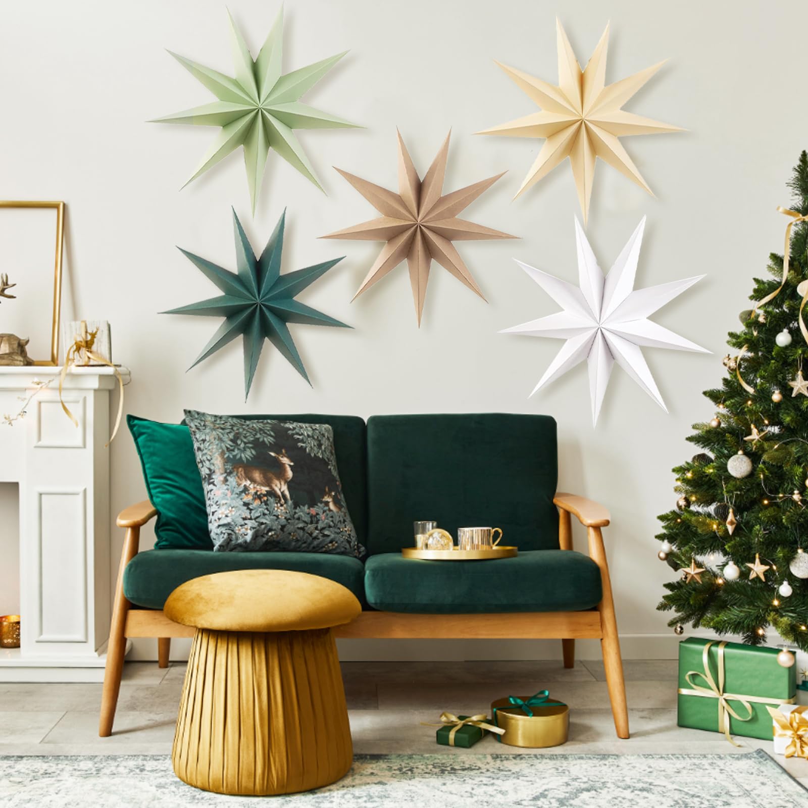 Lanterna a stella / Decorazione natalizia / Stella di Natale / Luce a stella di carta / Paralume scandinavo / Decorazione per finestre di Natale / Luce a stella fatta a mano - Italia