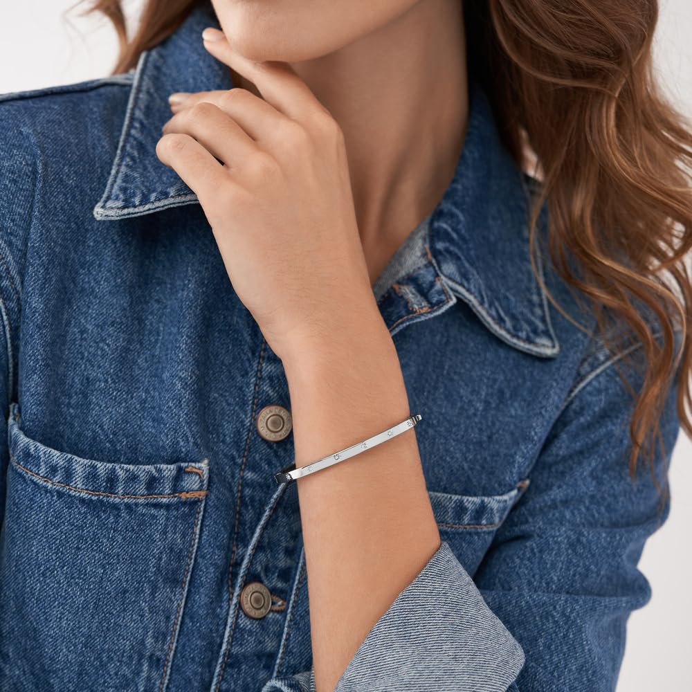 Fossil Sadie Damenarmband aus Edelstahl mit Druckknopfverschluss