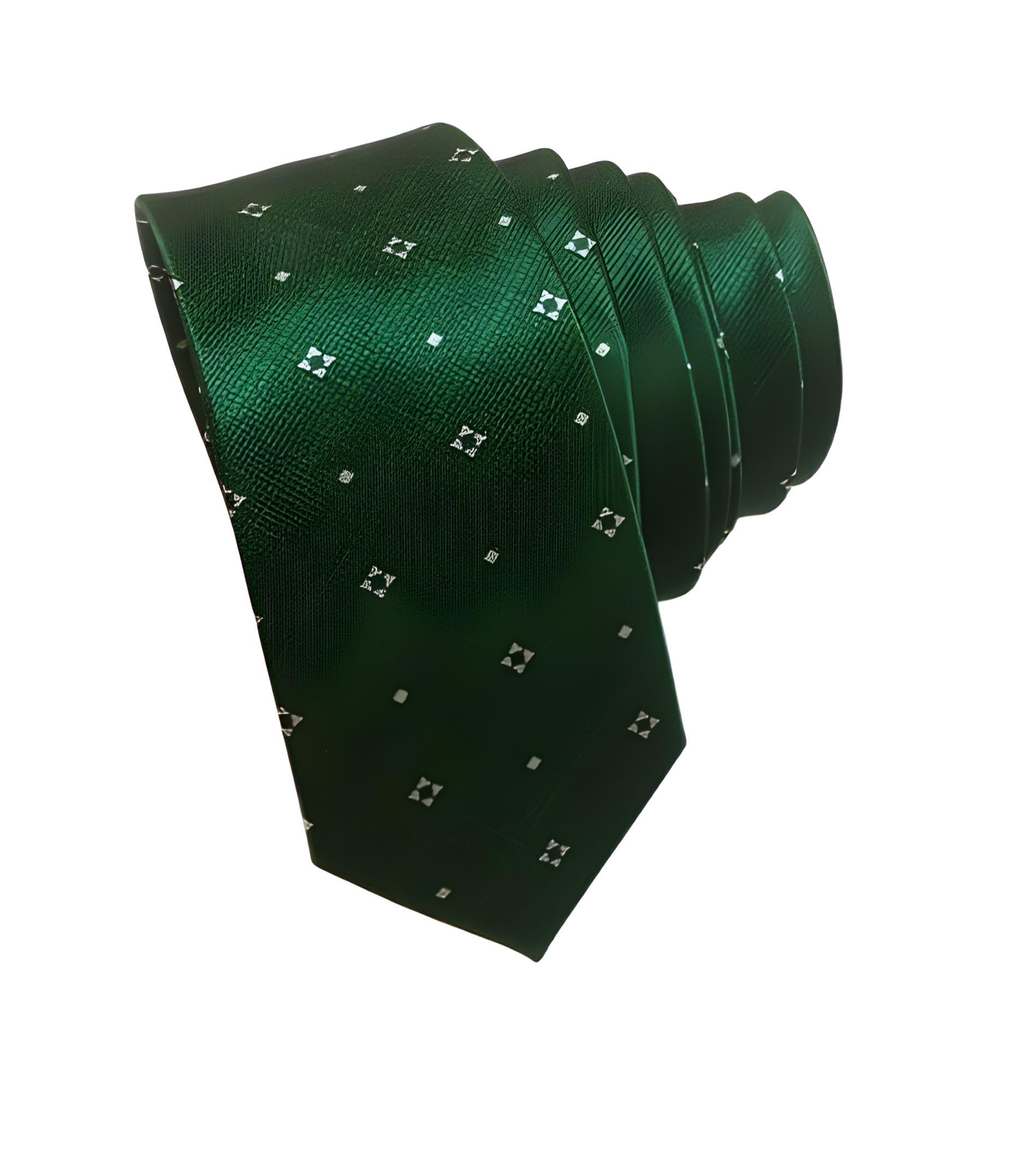 justin dustin Men's Silk Necktie, Forest Green with Diamond Pattern, Classic Width-2.5 Inch-picture-19