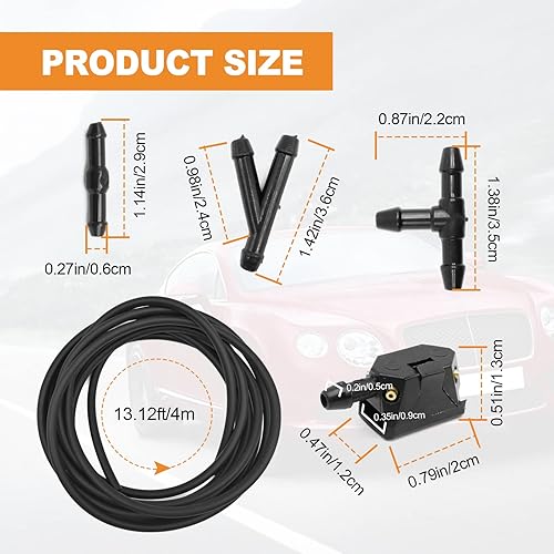 Miniatura 2 de Kit de boquilla de manguera para lavadora de parabrisas 7 en 1, manguera de líquido de lavadora de 4 M, boquillas universales de 0.315 in de 4