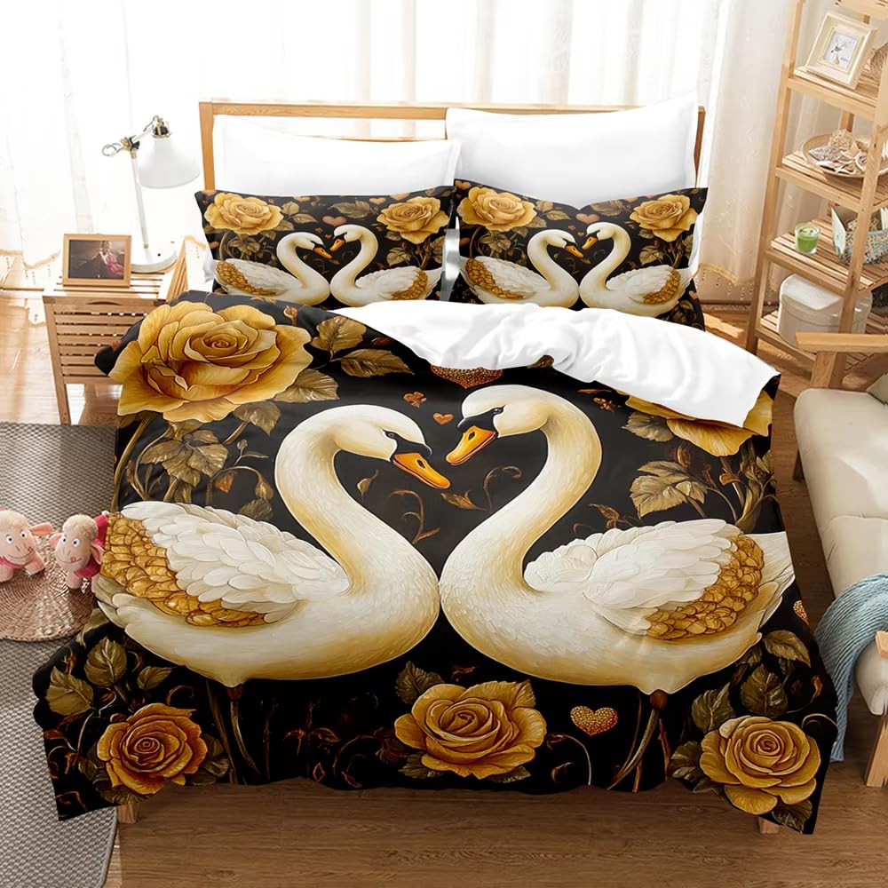 Housse de couette cygne rose pour une décoration de chambre cocooning