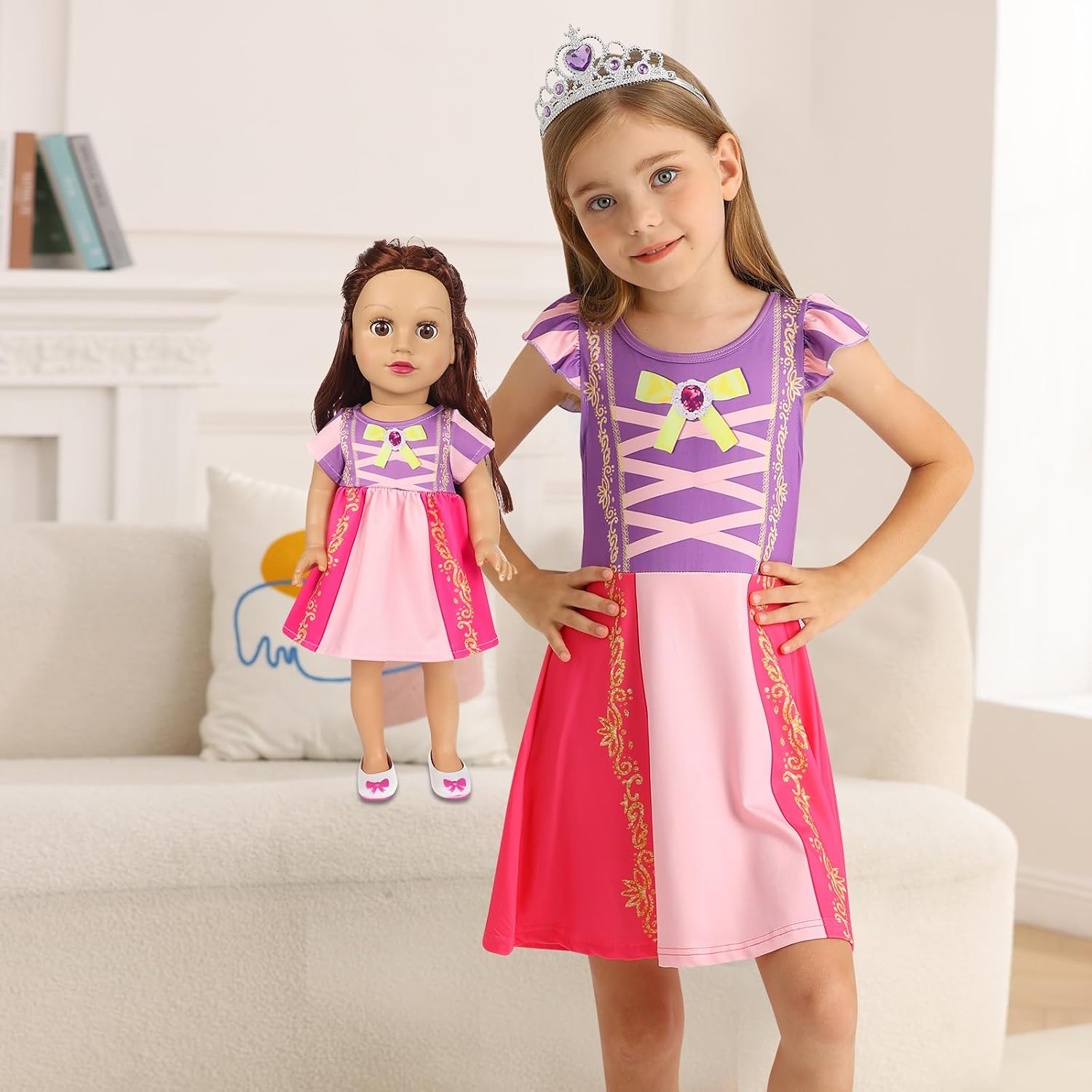 Doll and Girl Matching Nightgown Girls Princess Pajamas 18" Dolls Clothes image 2