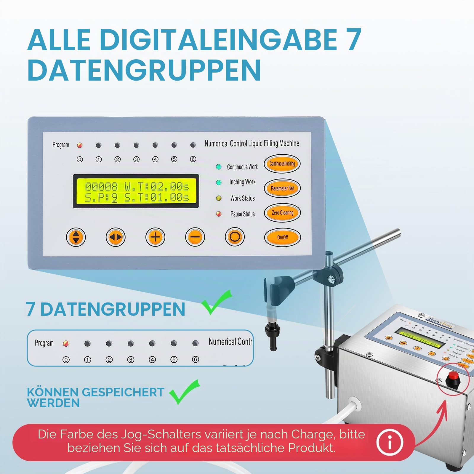 Hanchen Flüssigkeit Füllmaschine 5-3500 ml Genauigkeit Tragbares digitales LCD-Display Automatischer Flaschenfüller für Parfüm/Trinkwasser/kleine Flasche Flüssigkeitsfüllmaschine mit CE