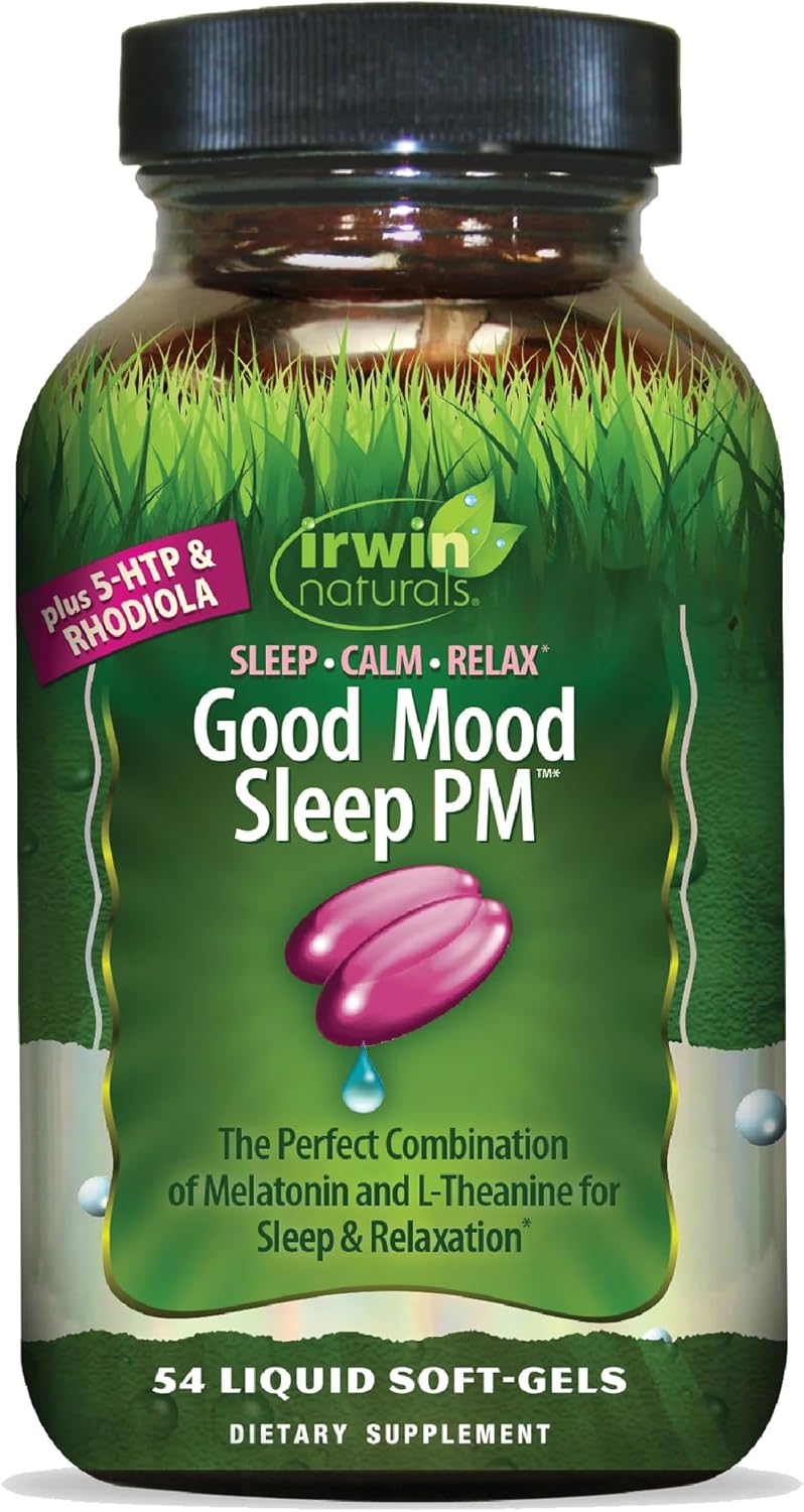 Irwin Naturals Melatonin Plus 5-HTP & Rhodiola – 54 Liquid Soft-Gels – Calm, Relaxation & Sleep Support