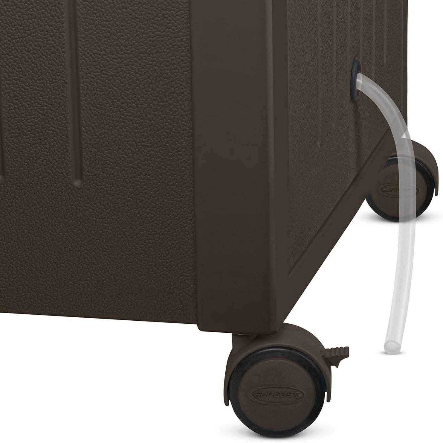 Suncast 77 Qt Resin Wicker Patio Cooler w/Cabinet & Wire Basket, Java (2 Pack)