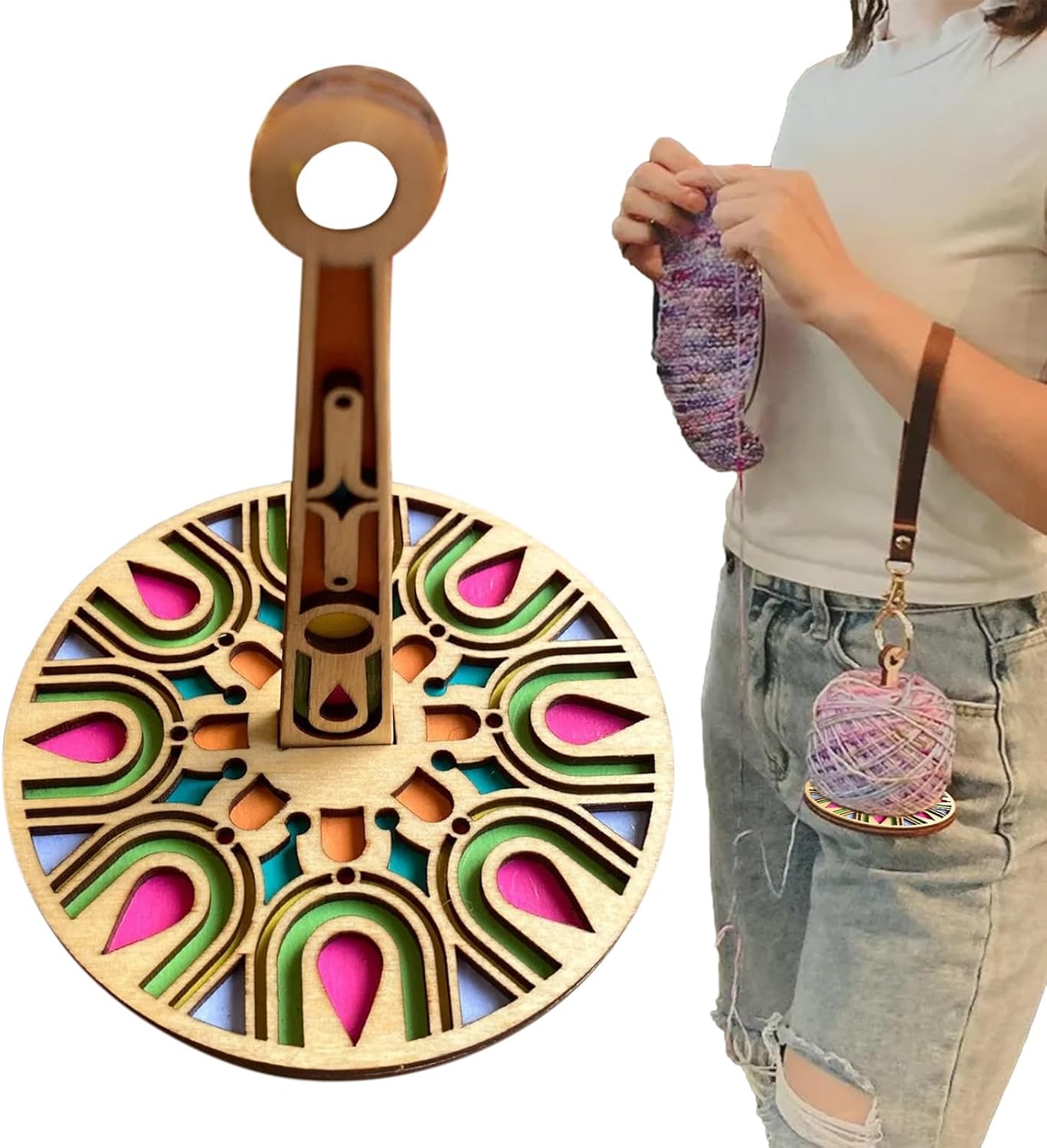 Portable Wrist Yarn Holder, Wooden Wrist Yarn Holder, Craft & Sewing
