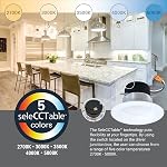 Halo luminaire encastré LED de 4 po avec 5 températures de couleur sélectionnables, lumière dimmable pour rénovation de plafond LT4069FS1EWHR